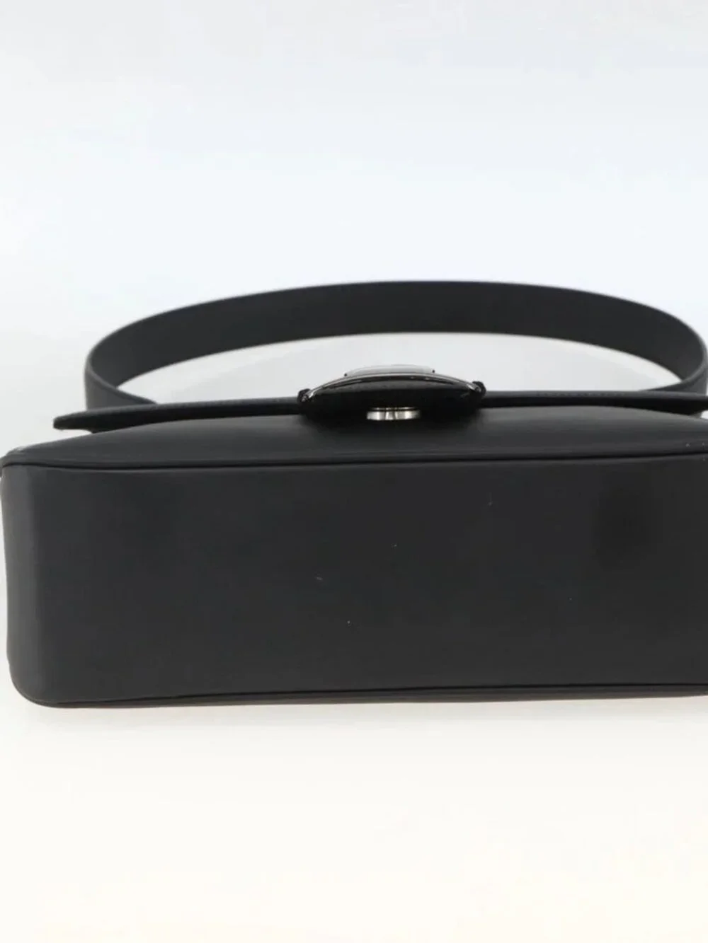 Salvatore Ferragamo Vala Shoulder Bag PVC Canvas Black Silver Auth gh1939